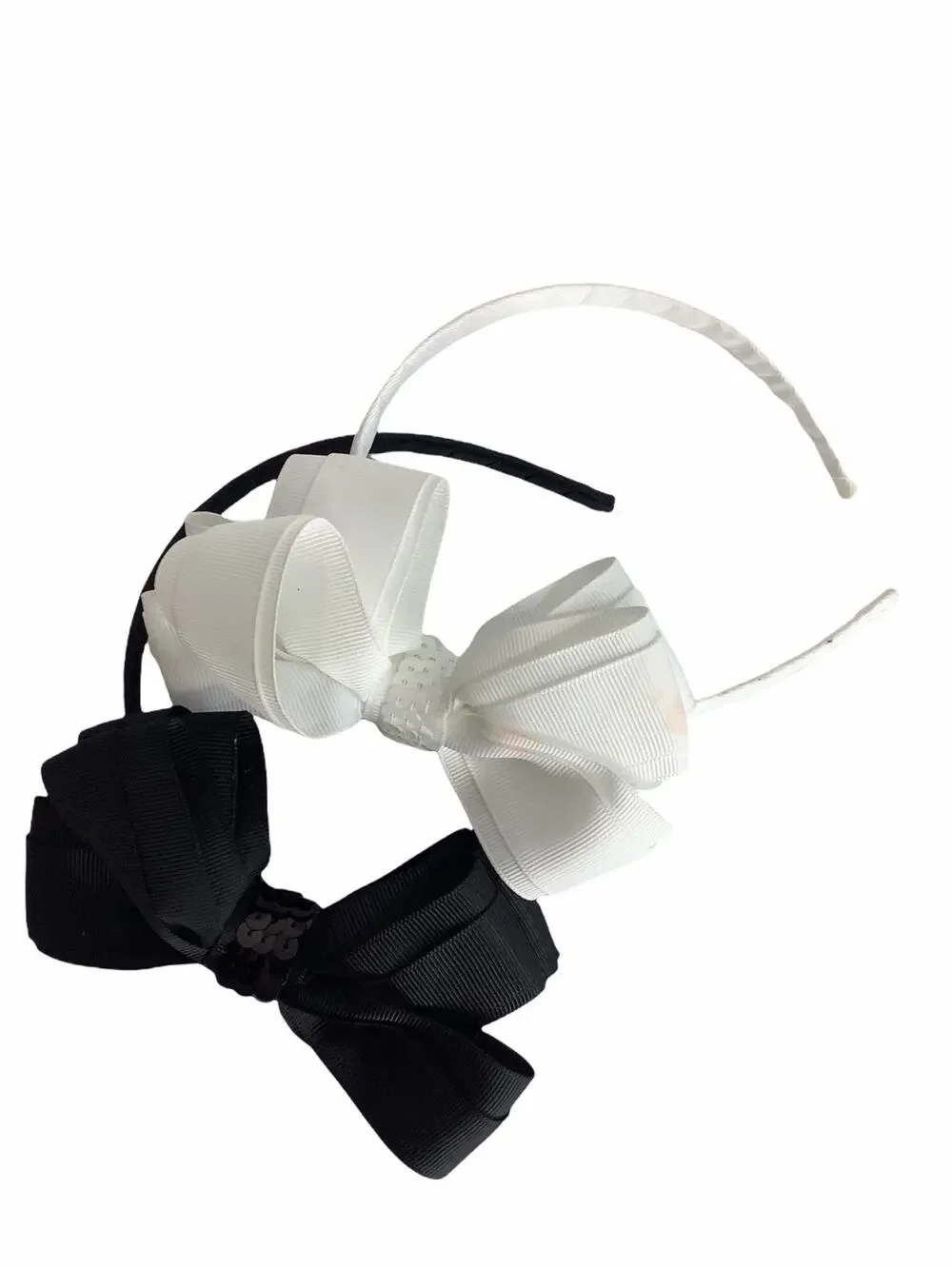 Girl’s Lot 2 White & Black Sequined Bow Headbands